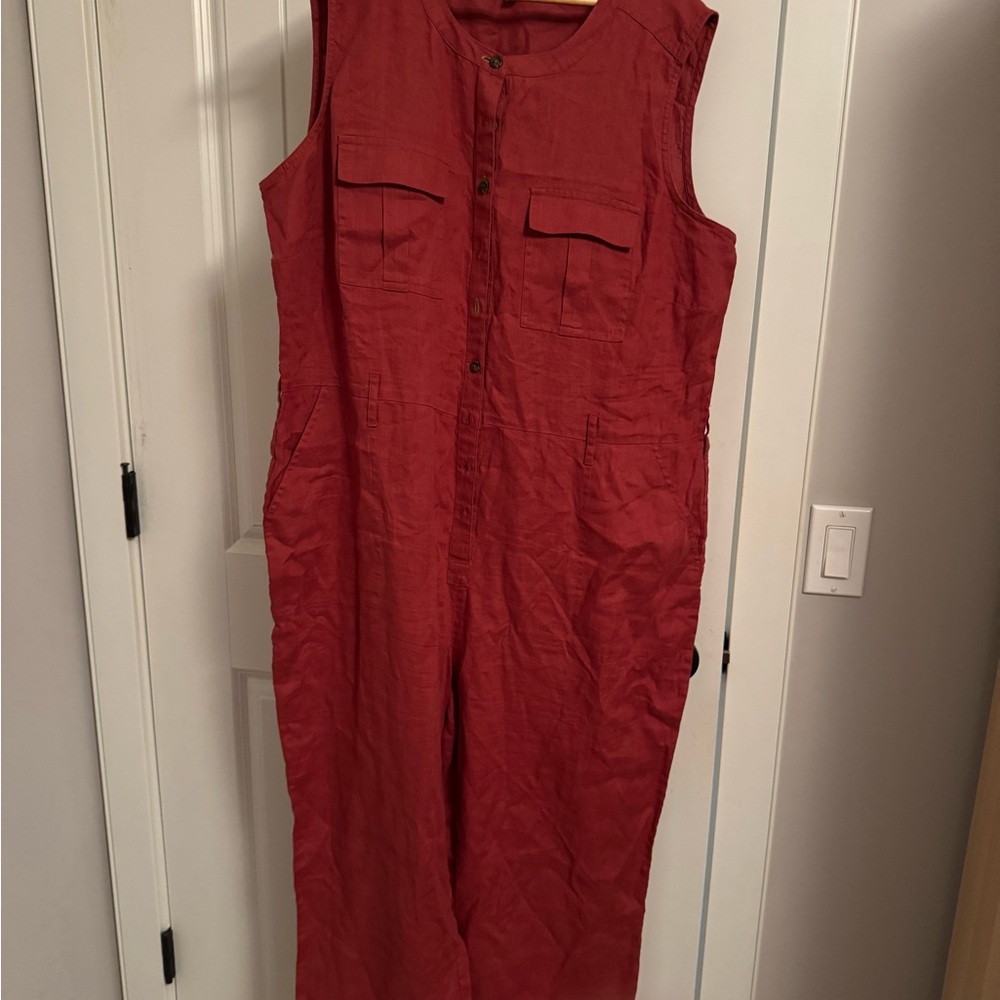 Sleeveless Red Jumpsuit